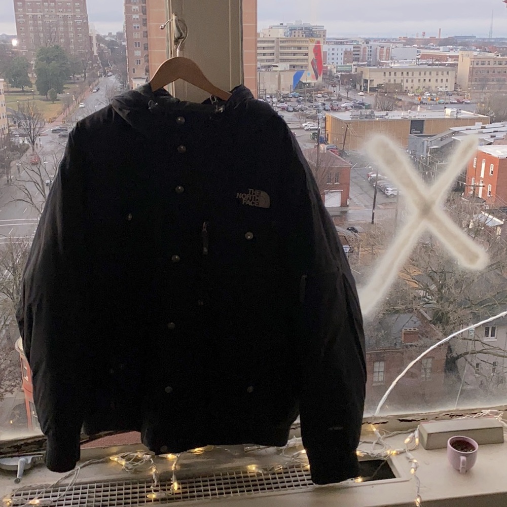Vintage North Face Hyvent Black Gotham Hooded Full Zip Parka Jacket 2XL